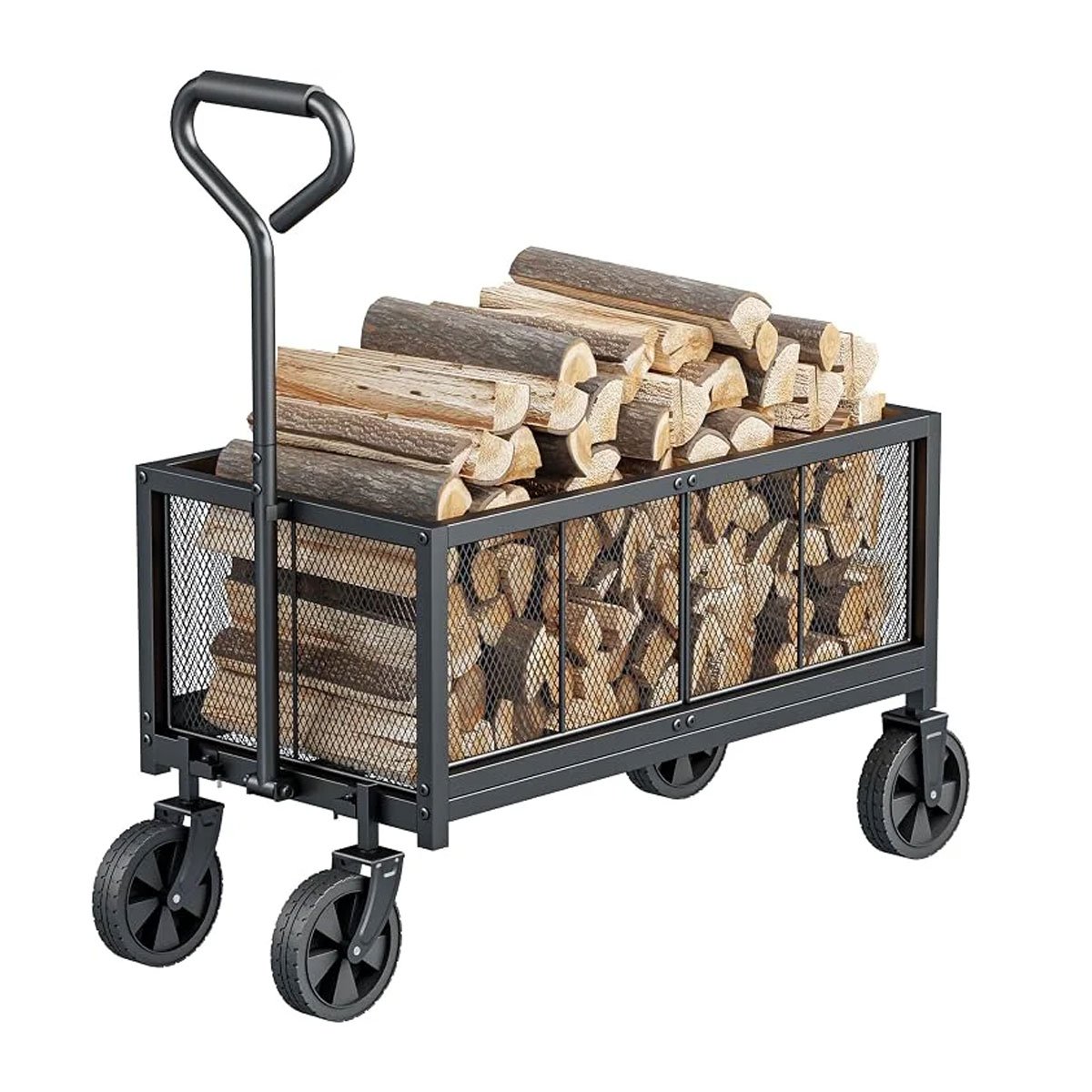13 Huxitocan Heavy Duty Garden Wagon Cart, 440LBS Outdoor Metal Yard Carts | For Gardening Soil, Tools, and Plant Transport, 63L Large Space & Open Design, 360° Rotating Wheels - Image 1
