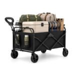 Foldable Wagon Cart, Collapsible Heavy Duty Utility Wagon with All Terrain Wheels, Folding Beach Wagon for Sand, Garden, Grocery, Sports, Camping and Outdoor Use