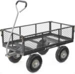 Gorilla Carts GOR1001-COM Steel Utility Cart, Heavy-Duty Convertible 2-in-1 Handle and Removable Sides, 7 cu ft, 1000 lb, Capacity, Gray, 1 Pack | 1,000-lb Capacity Steel Utility Garden Cart for Contractors and Homeowners Hauling Firewood, Bricks and Cons - Image 4