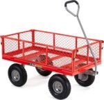 Gorilla Carts GOR1001-COM Steel Utility Cart, Heavy-Duty Convertible 2-in-1 Handle and Removable Sides, 7 cu ft, 1000 lb, Capacity, Gray, 1 Pack | 1,000-lb Capacity Steel Utility Garden Cart for Contractors and Homeowners Hauling Firewood, Bricks and Cons