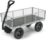 Gorilla Carts GOR1001-COM Steel Utility Cart, Heavy-Duty Convertible 2-in-1 Handle and Removable Sides, 7 cu ft, 1000 lb, Capacity, Gray, 1 Pack | 1,000-lb Capacity Steel Utility Garden Cart for Contractors and Homeowners Hauling Firewood, Bricks and Cons - Image 2