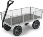 Gorilla Carts GOR1001-COM Steel Utility Cart, Heavy-Duty Convertible 2-in-1 Handle and Removable Sides, 7 cu ft, 1000 lb, Capacity, Gray, 1 Pack | 1,000-lb Capacity Steel Utility Garden Cart for Contractors and Homeowners Hauling Firewood, Bricks and Cons - Image 6